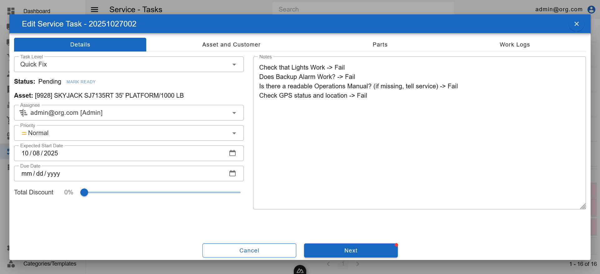 Task Popup