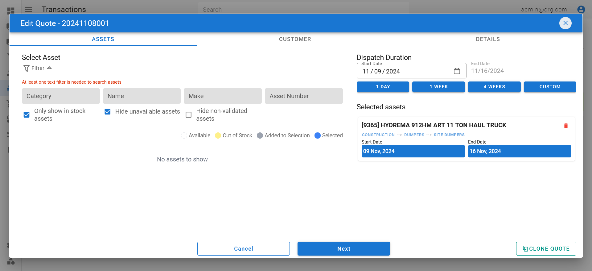 Edit Order Popup