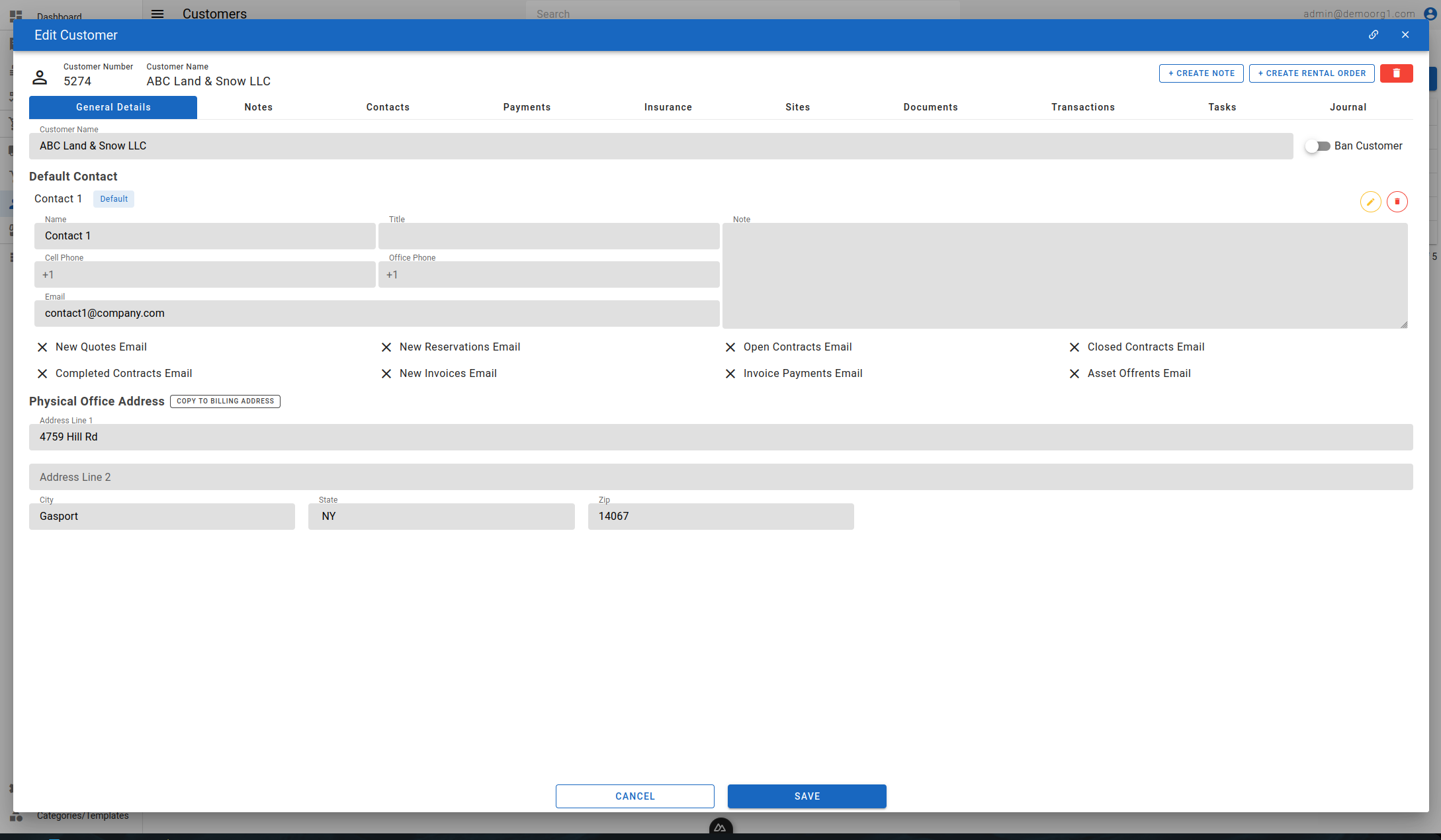 Edit Customer Popup
